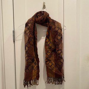 Tolani Knit Scarf Women's One Size Earth Tone Textured Fringe Wool 72"